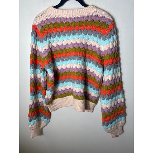 THML Multi Color Scalloped Knit Sweater Sz S - Picture 2 of 2